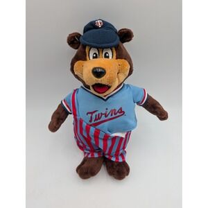 MLB Minnesota Twins TC Bear Plush Brown Blue Red Baseball Mascot 12 Inch